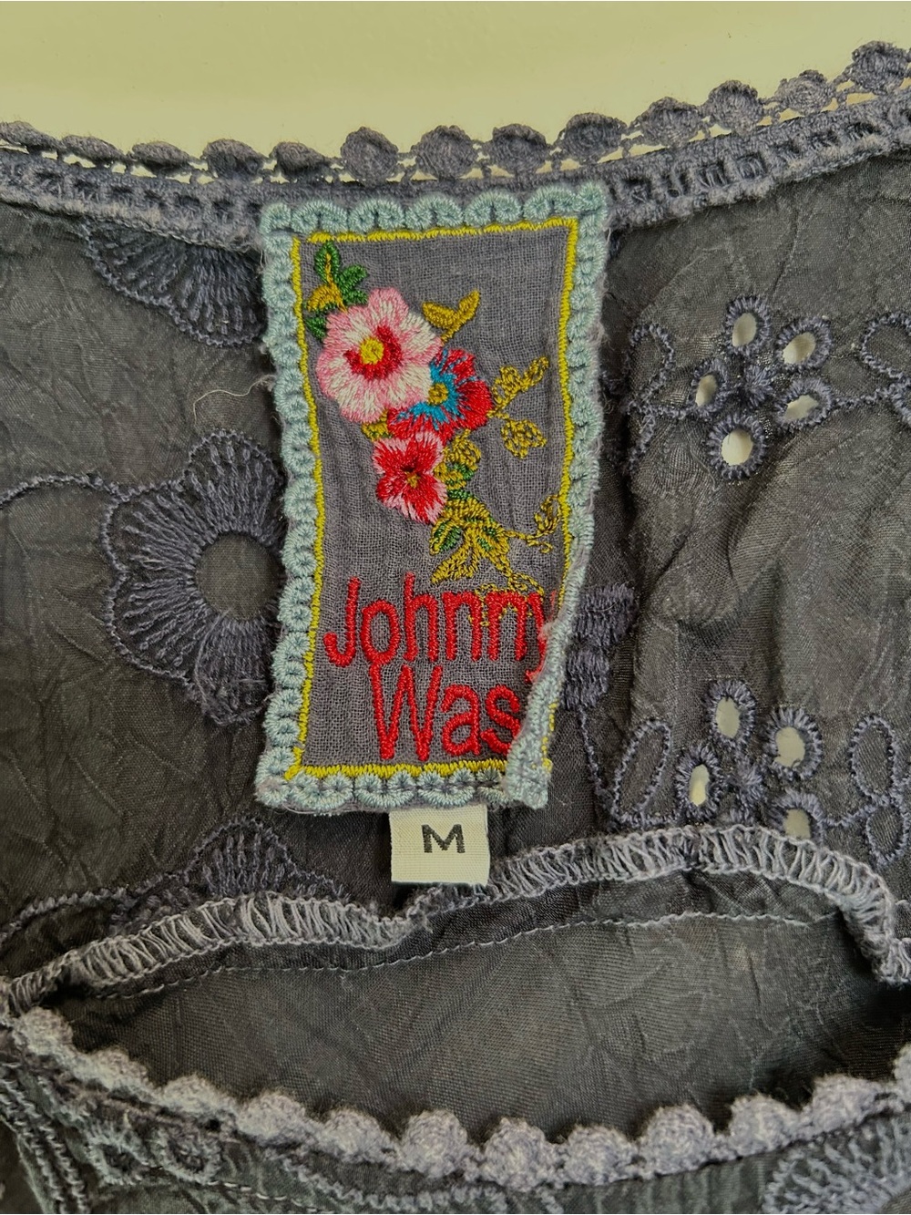 Johnny Was Navy Embroidered Scoop Neck Women's Top or mini dress - Picture 3 of 4